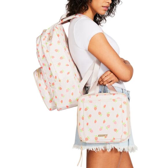 Madden Girl Matty Strawberry Nylon Square Backpack with Lunchbox - Picture 1 of 7